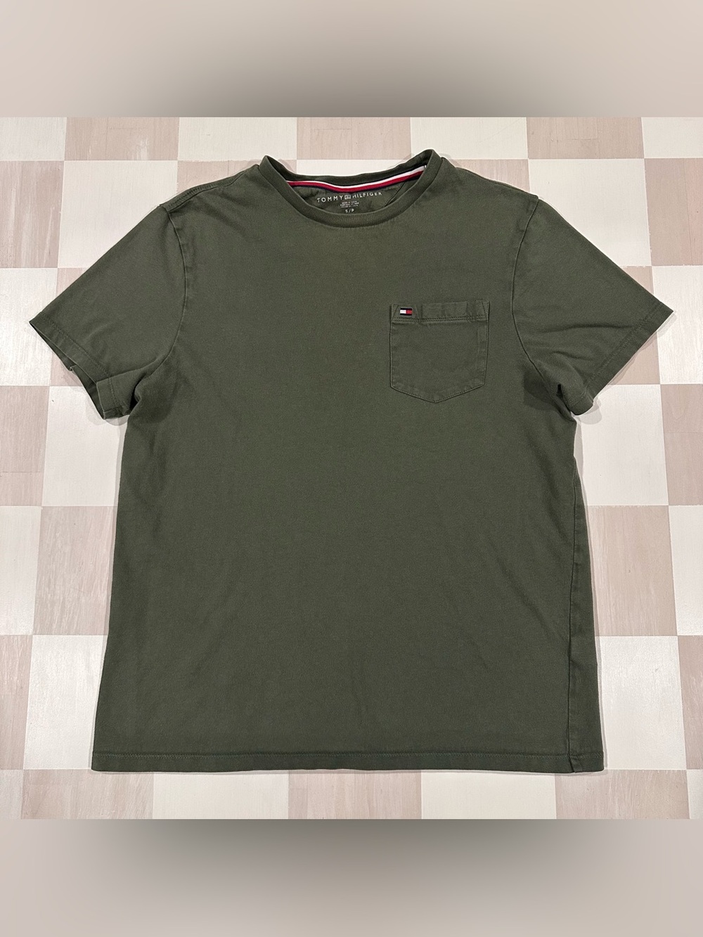tommy hilfiger green cotton tee small